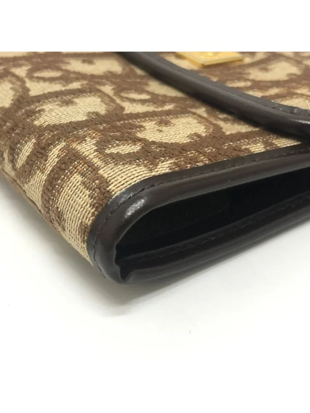 Dior Trifold Wallet Trotter Pattern Canvas Brown